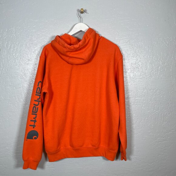 Carhartt Men M Orange Loose Fit Midweight Logo Sleeve Graphic Sweatshirt Work - Picture 5 of 9